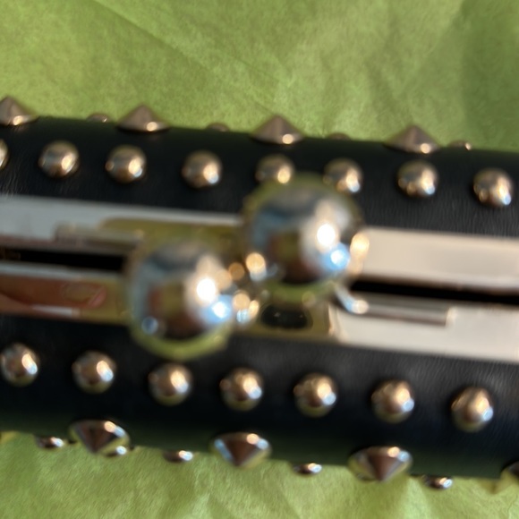 Black Leather with gold studs evening bag! - Picture 5 of 5